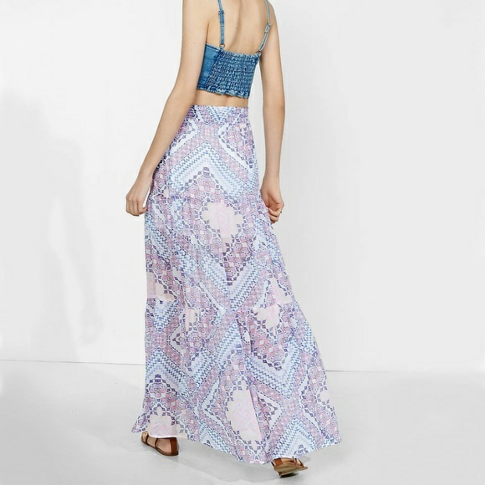 SOLD Express Boho Maxi Skirt Tapestry Print Purple S - Picture 2 of 16